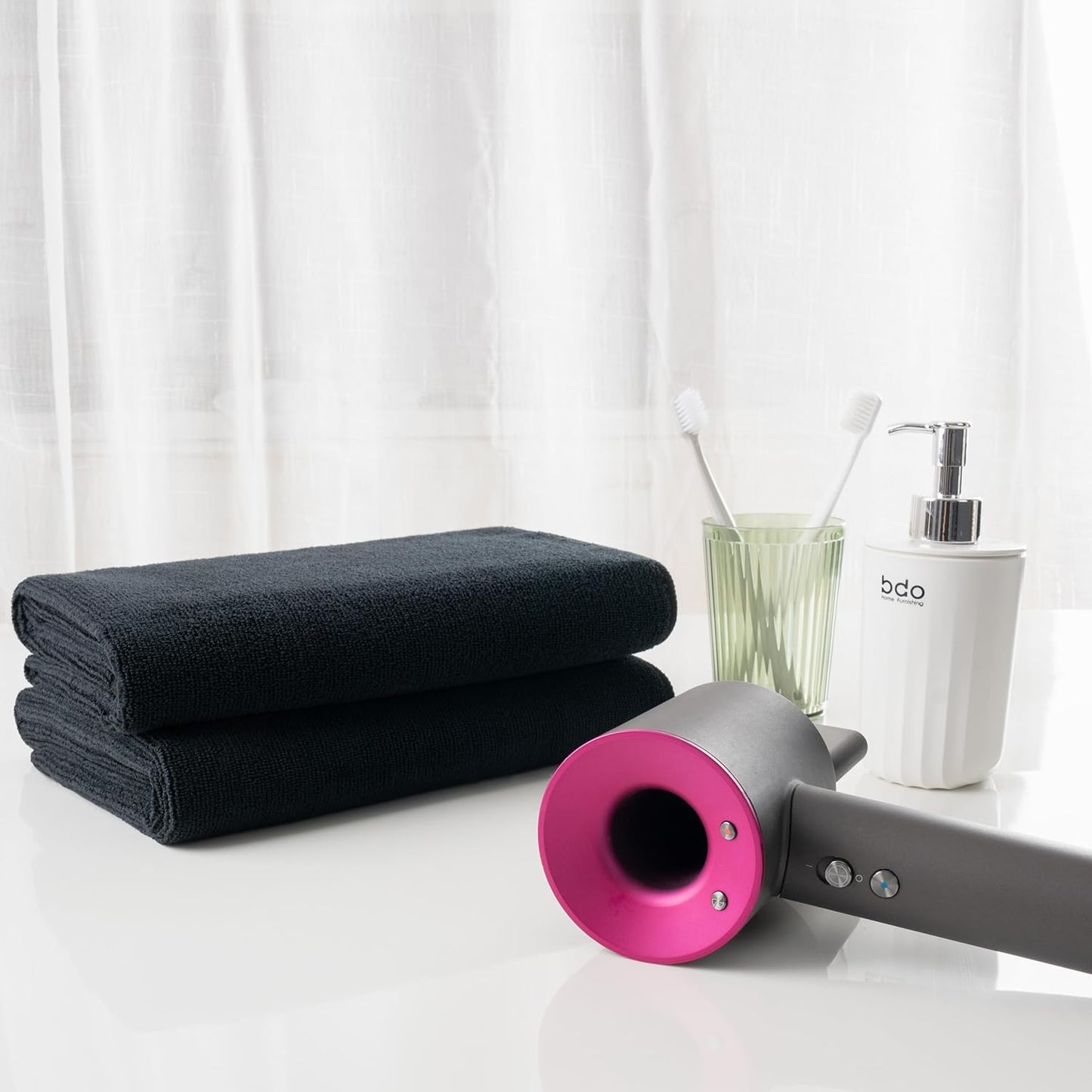 New Microfiber Hair Drying Salon Towels, Quick Dry, Lint Free, 2 Pack (Black)