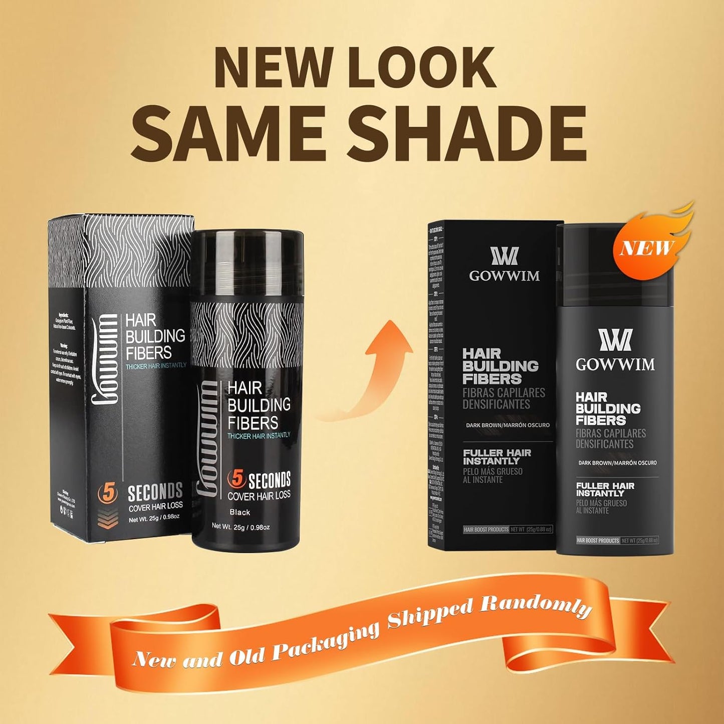 gowwim Hair Fibers for Thinning Hair 25g Hair Building Fibers 100% Undetectable,Instantly Cover Sparse Hair Areas-Bald Spots Cover Up. (Mid Brown)