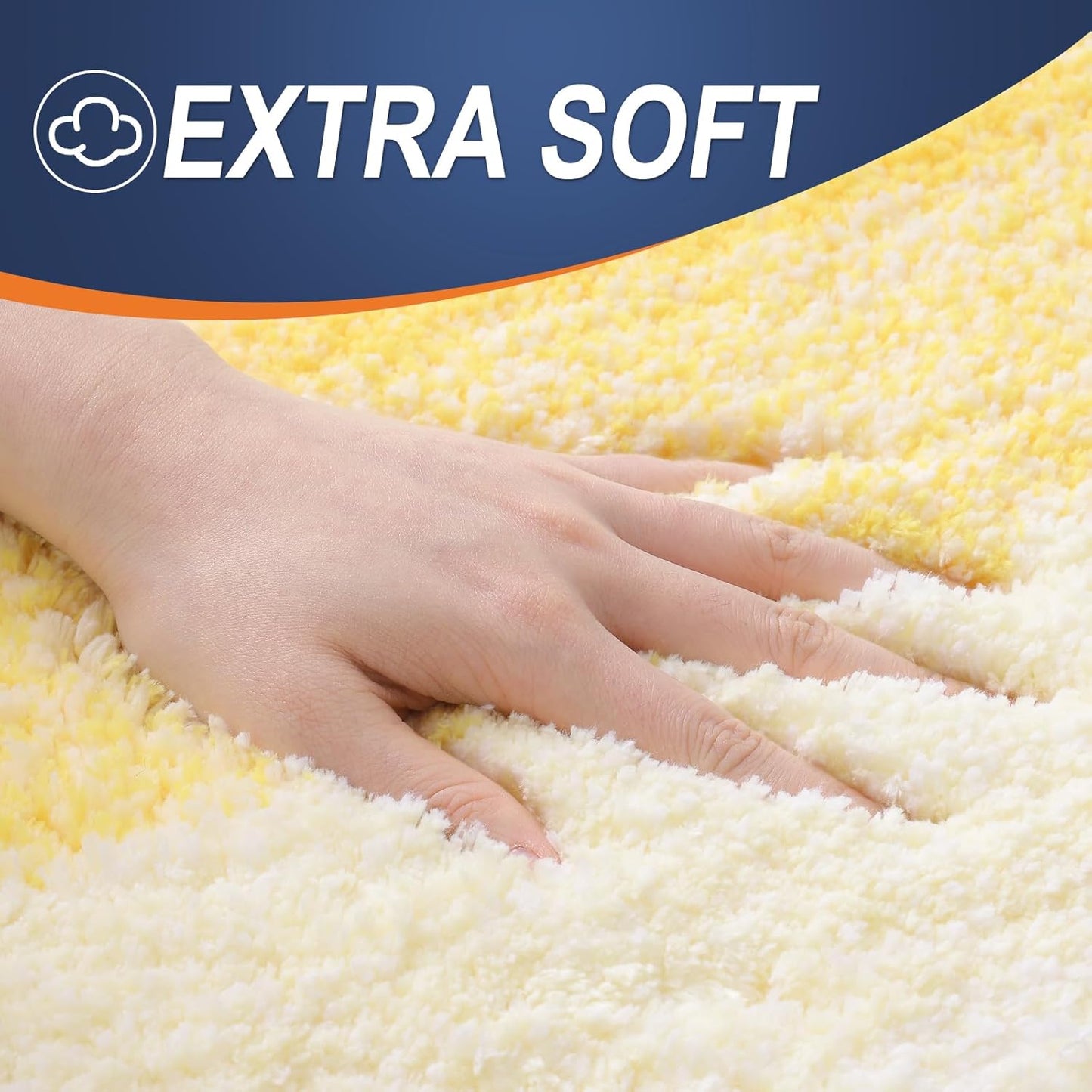 OLANLY Bathroom Rug Mat 24x16, Extra Soft and Absorbent Microfiber Bath Rugs, Non-Slip Plush Shaggy Bath Carpet, Machine Wash Dry, Bath Mats for Bathroom Floor, Tub and Shower, Yellow