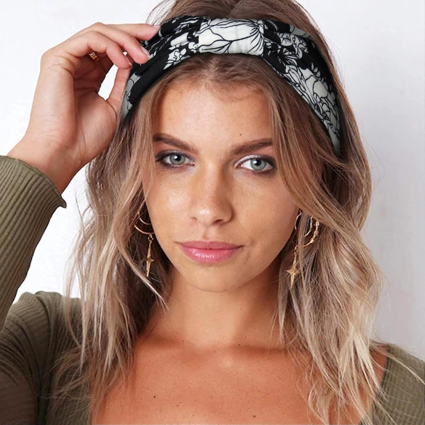 Wide Headbands for Women Knotted No Slip Head Bands Soft Turban Headband Hair Accessories Boho African Solid Color Head Wraps for Women Yoga Workout Pack of 6