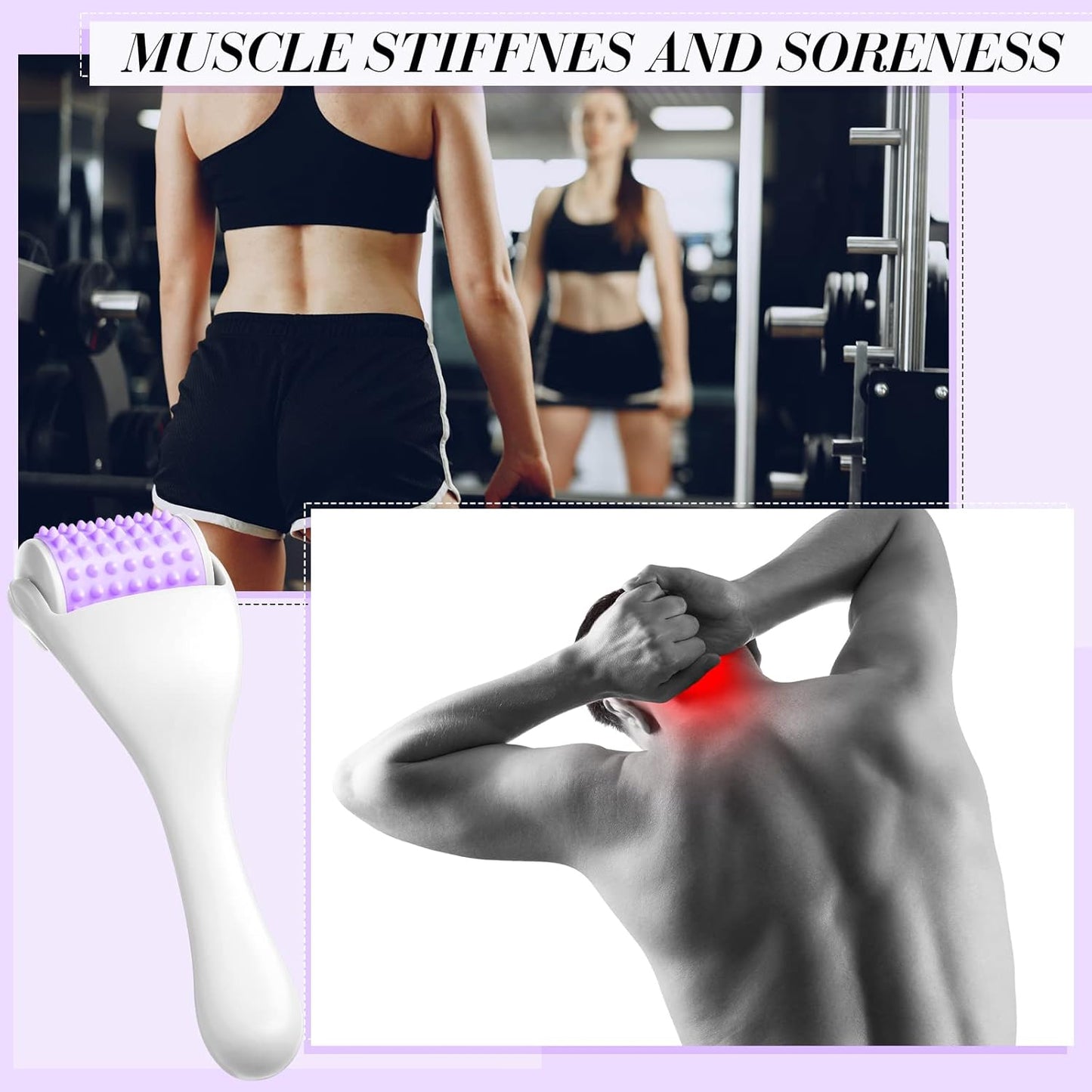 Tondiamo 2 Pcs Muscle Roller Stick Fascia Body Cellulite Face Massage Manual Tools for Muscles Relief Neck Arm Back Leg Deep Trigger Points Release (Purple), 1.0 Count