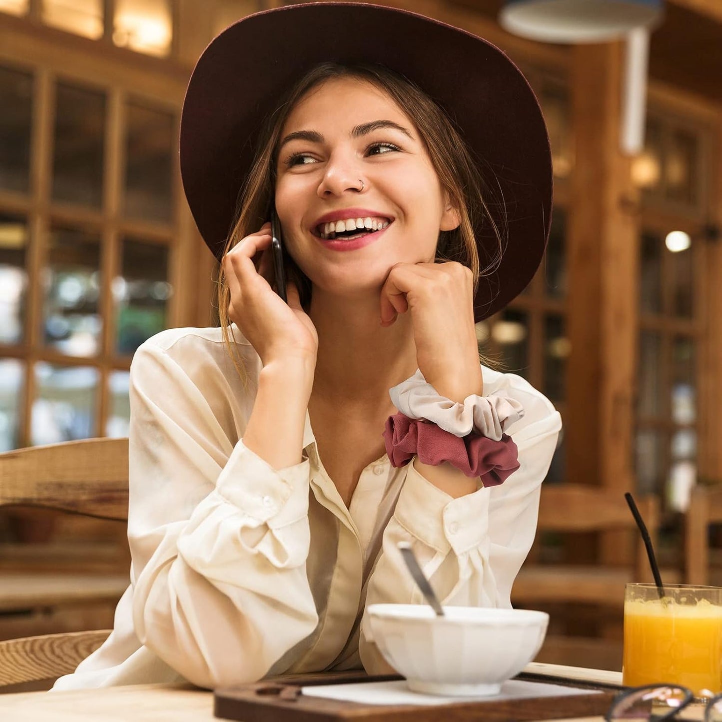 Lolalet Scrunchies for Women, Satin Hair Scrunchies Softer Than Silk Hair Ties for Hair Sleep, Big Scrunchy Ponytail Holder with Elastic Hair Bands for Girls Thick Thin Curly Hair -6 Pack, Style E