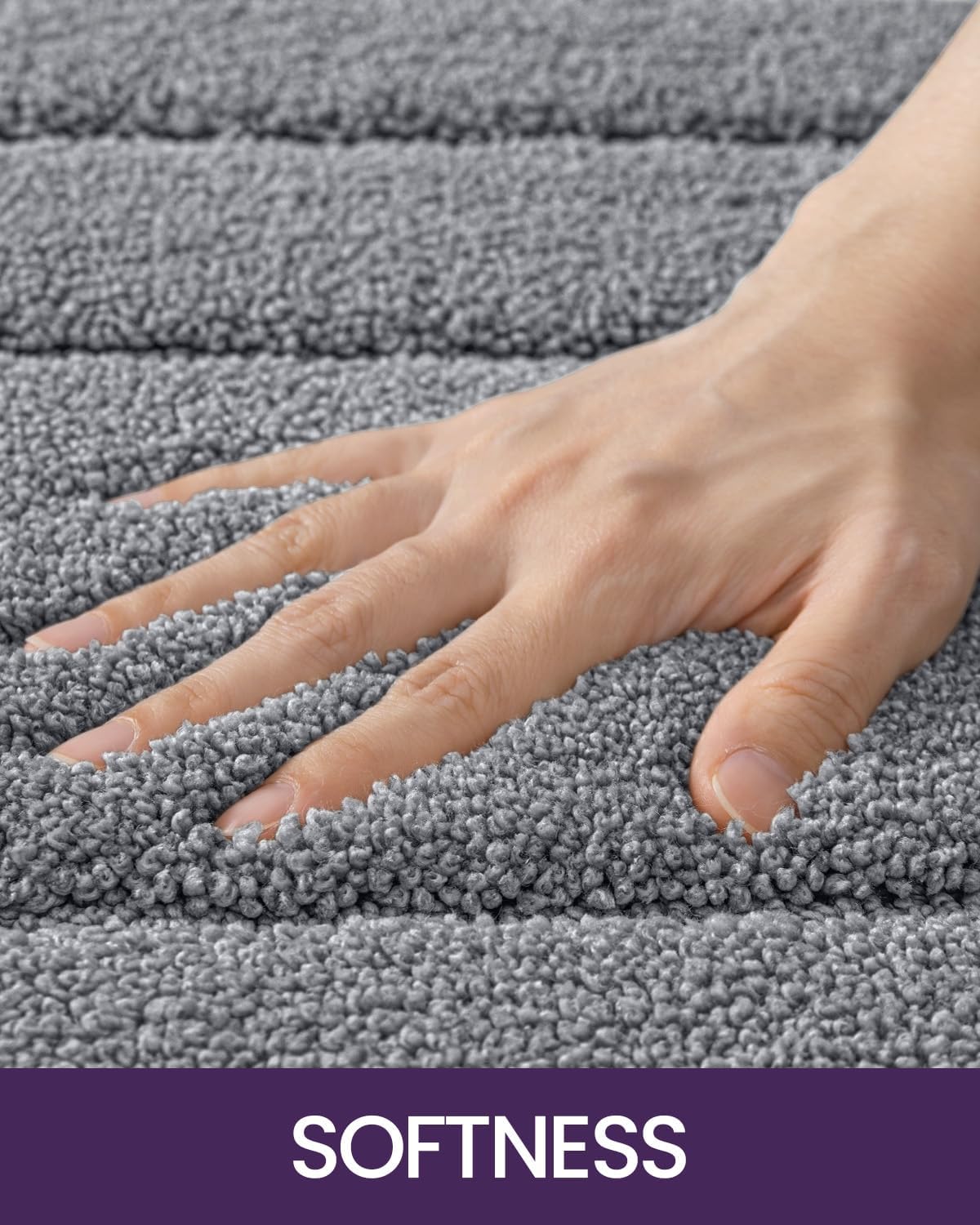 DEXI Bathroom Rug 32x20, Non Slip Washable Bath Mat for Shower Floor, Absorbent Soft Bathmat with Rubber Backing, Quick Dry Microfiber Carpet, Grey