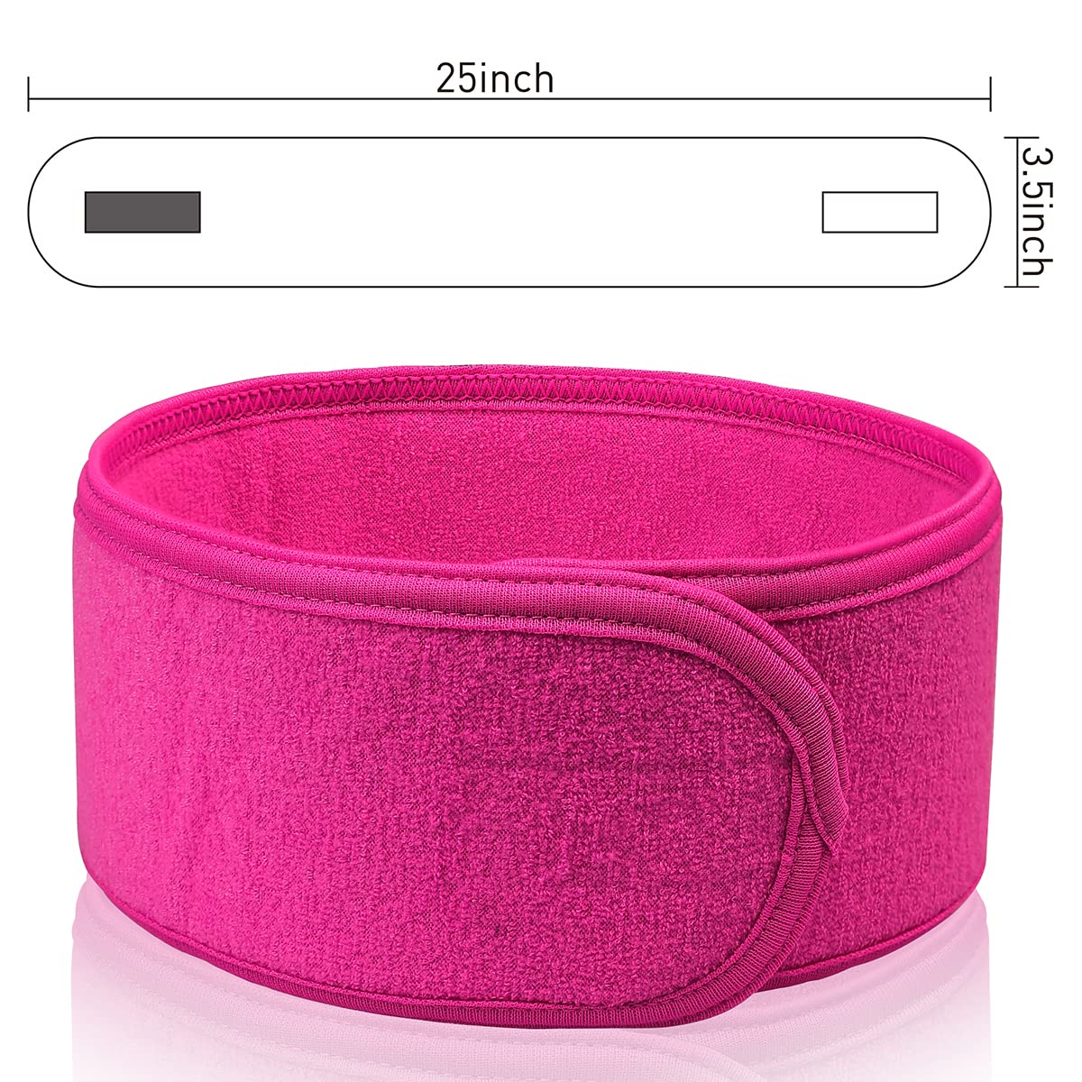 Denfany 3 Pack Makeup Headband, Ultra Soft Adjustable Spa Facial Headbands Terry Cloth Stretch Make Up Wrap for Face Washing, Bathing, Showers (Rose Red)