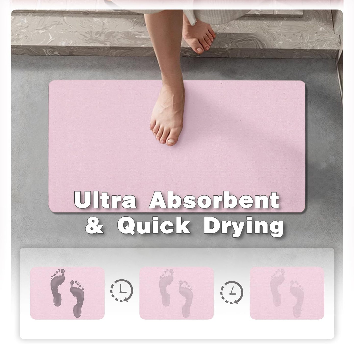 Pink Bath Mat, Bathroom Rugs Non Slip Washable Thin Absorbent Quick Dry Bath Mat Fits Under Door Bathroom Floor Mat Perfect for Bath, Shower, or Sink 17"x59" Pink