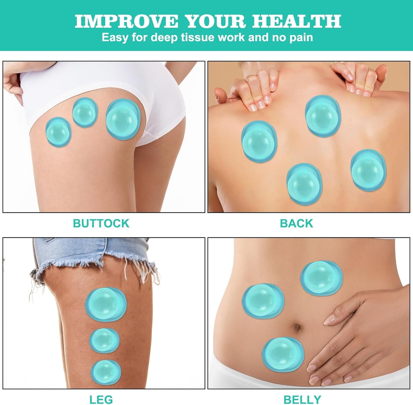 Silicone Cupping Therapy Set - Cupping Kit for Massage Therapy - Cellulite Remover Cupping Set - Anti Cellulite Cup Massager, Vacuum Suction Massage Cups for Cellulite Reduction