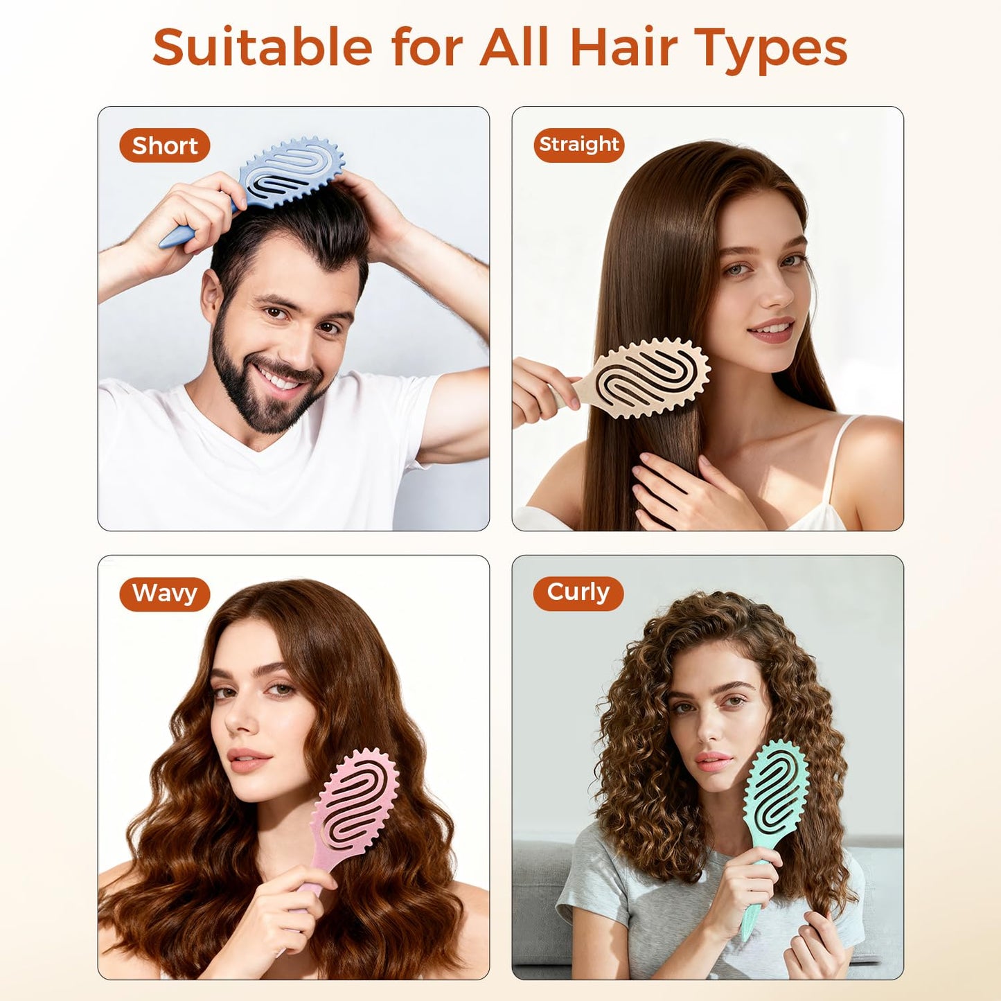 Curly Hair Brush, Curl Defining Brush with Soft Boar Bristles for Combing, Shaping, and Styling Curly Hair Suitable for All Women and Men with Wet & Dry Hair(Wheat)