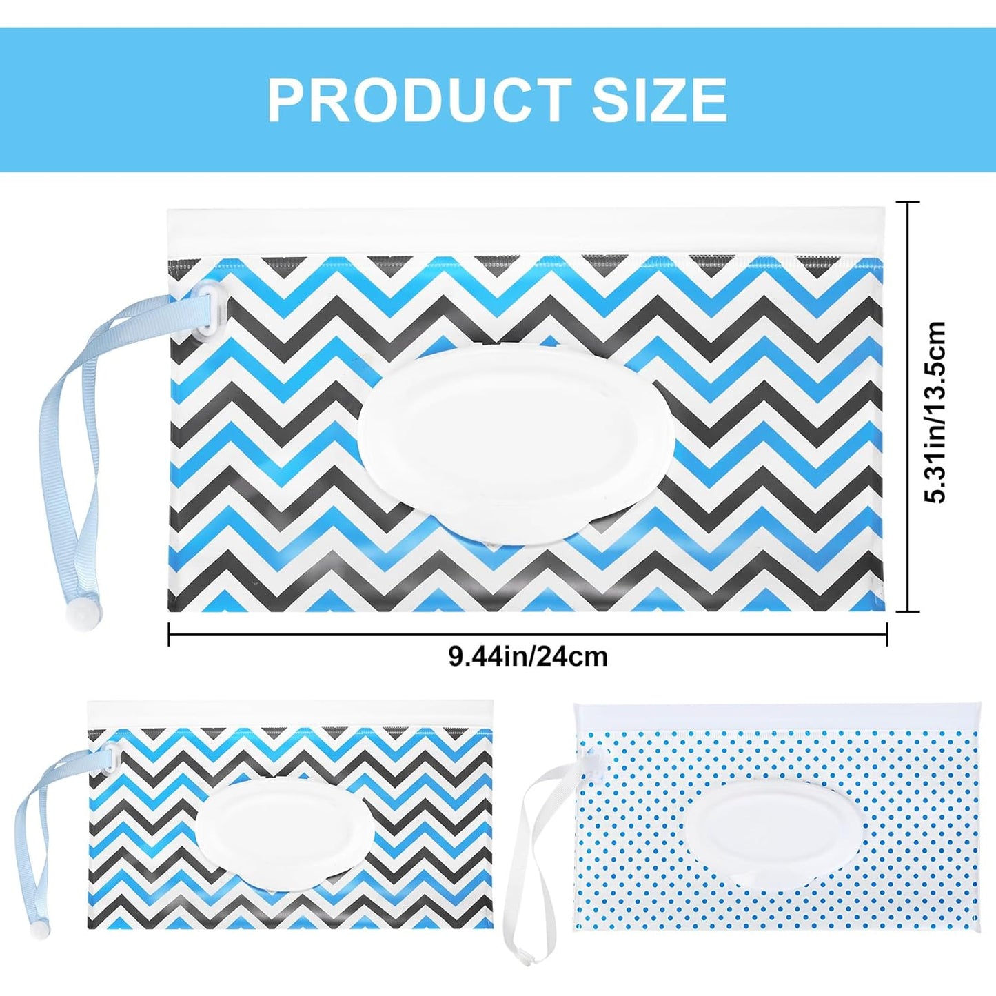 Baby Wipes Dispenser, 2 Pcs Travel Baby Wipe Holder, Refillable Baby Wet Wipe Pouch, Reusable Baby Wipes Container, Portable Wipe Dispenser, Wipe Bags for Travel, Wave and Plaid Patterns