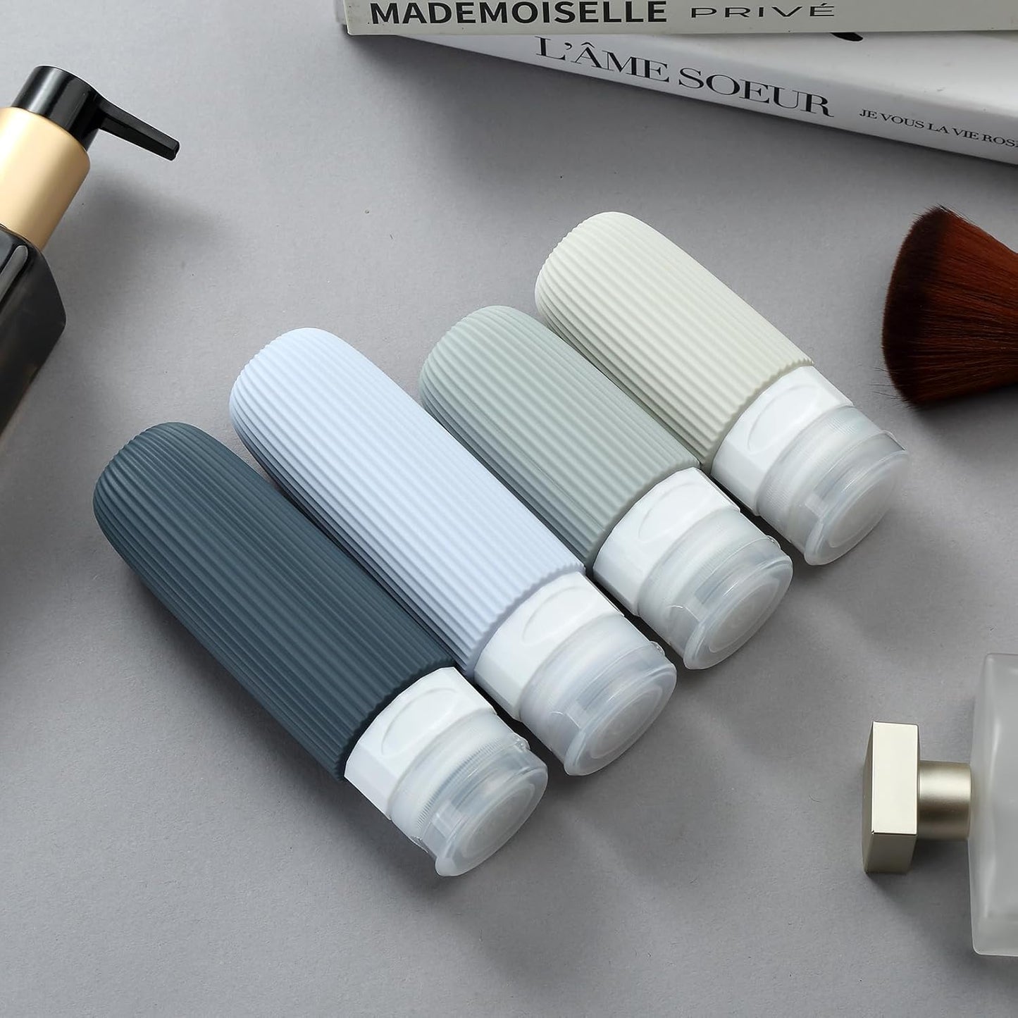 16 Pack Travel Bottles Set, TSA Approved Leak Proof Silicone Squeezable Containers for Toiletries, Refillable Travel Accessories for Conditioner, Shampoo, Lotion & Body Wash Accessories