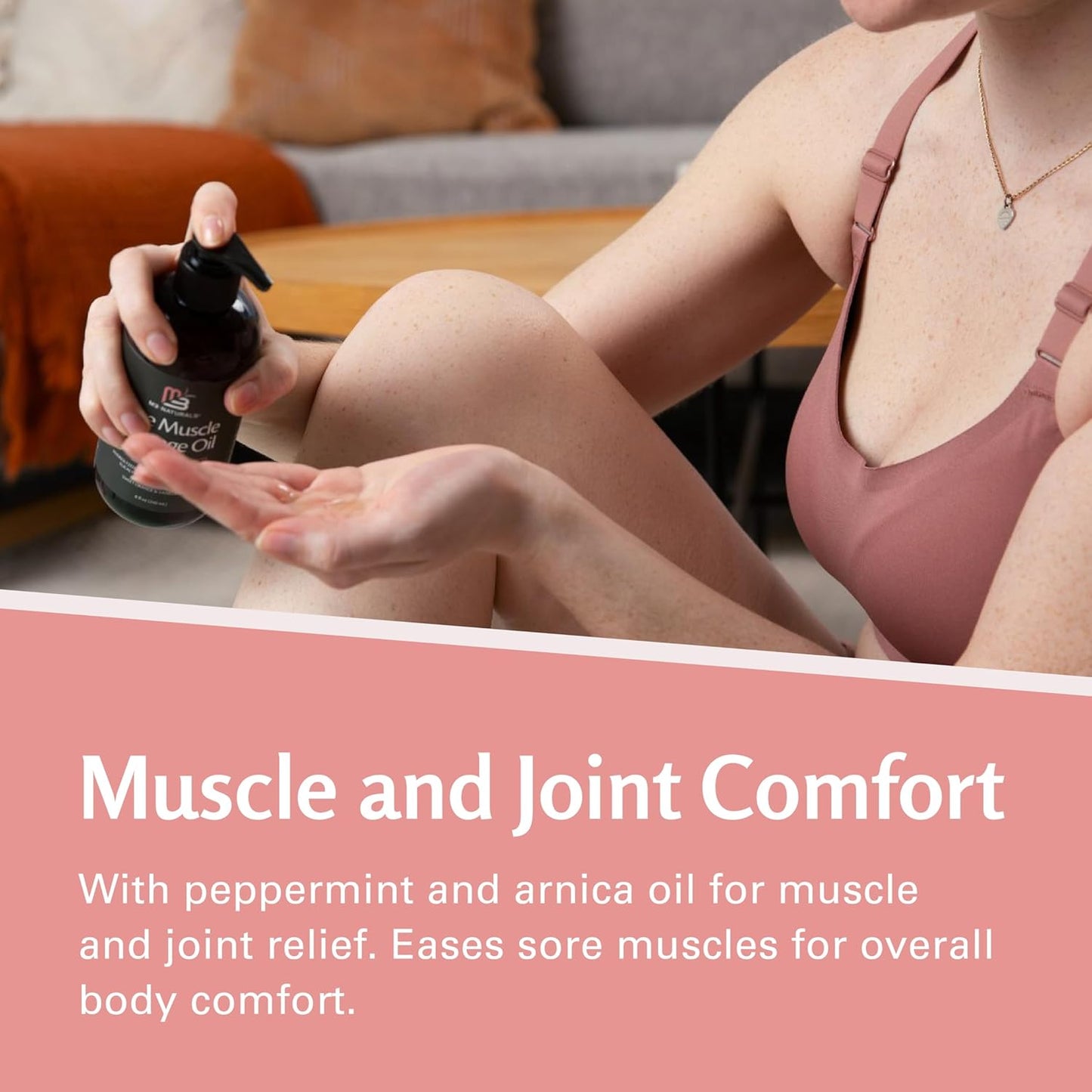 M3 Naturals Arnica Sore Muscle Massage Oil with Collagen, Stem Cells, and Menthol, Anti-Cellulite Therapy for Full Body, Fast-Absorbing Multipurpose Treatment