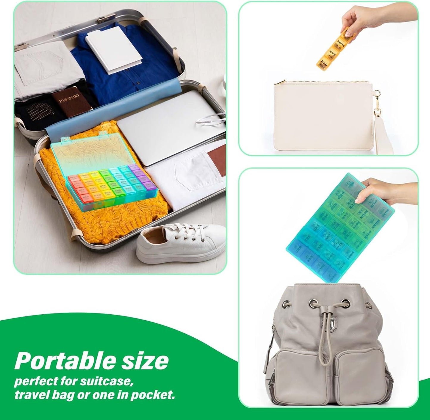 XL Large Weekly Pill Organizer 4 Times a Day, 7-Day Pill Boxes and Organizer AM PM, Big Compartments Pill Case, Monthly Medication Organizer 28 Days Dispenser for Fish Oils