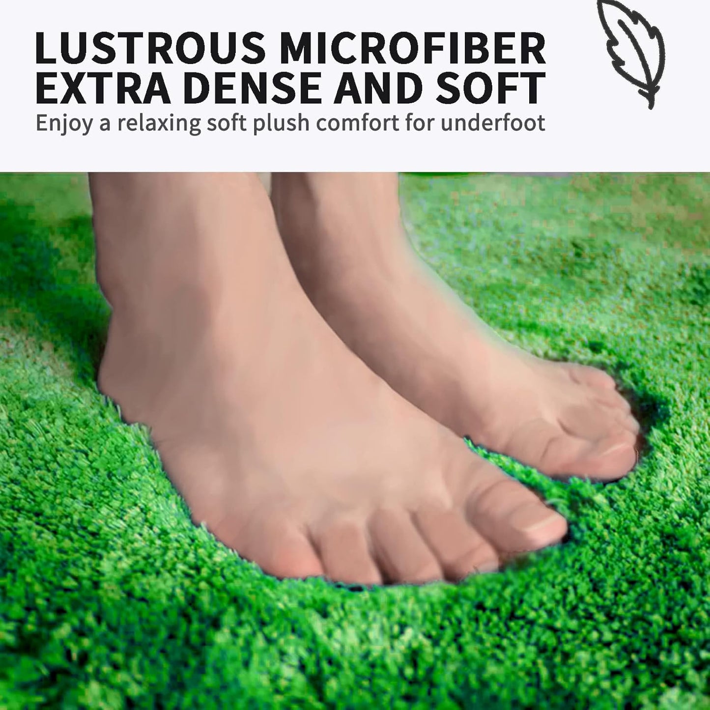 FIFU Bathroom Rugs 20" W x 32" L, Bath Mat for Bathroom, Bedroom, Laundry Room & Kitchen, Non-Slip Rubber Latex Backing, Extra Soft and Absorbent Microfiber Carpet, Machine Washable Rug, Green