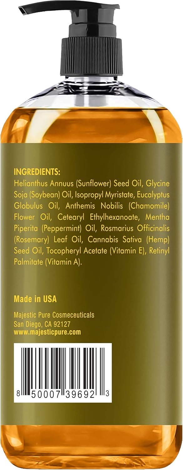 MAJESTIC PURE Eucalyptus Mint Massage Oil for Massage Therapy - Refreshing, and Relaxing - Natural Oils with Eucalyptus Essential Oil - for All Skin Types - Men and Women - 8 fl oz