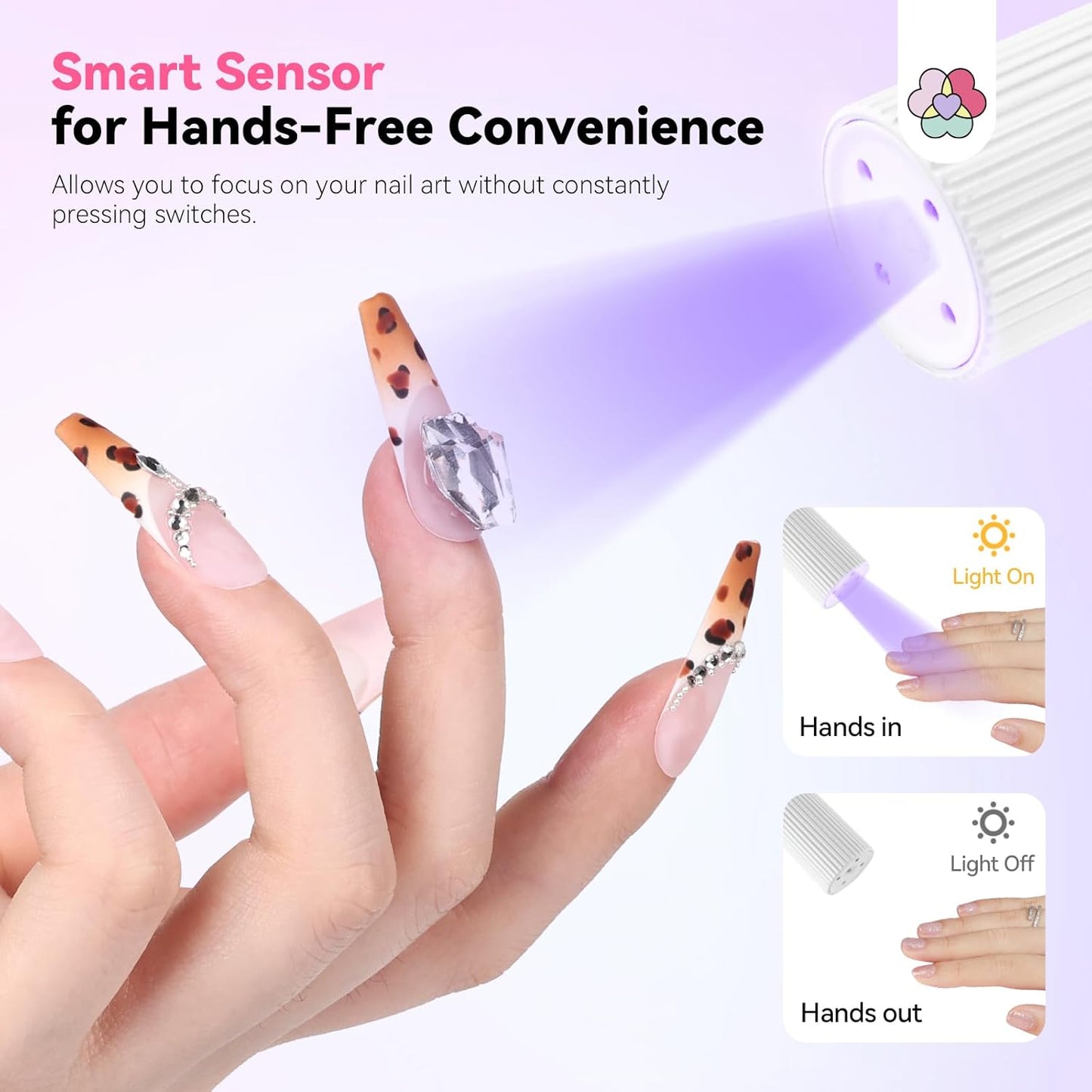 SAVILAND Essentials Smart Sensor U V Nail Lamp: Gooseneck 12W U V Light for Gel Nails 3S Flash Curing Gel U V Light 3 Timer 360° Adjustable Rechargeable 6H Battery Life LED Display Flash Cure Lamp