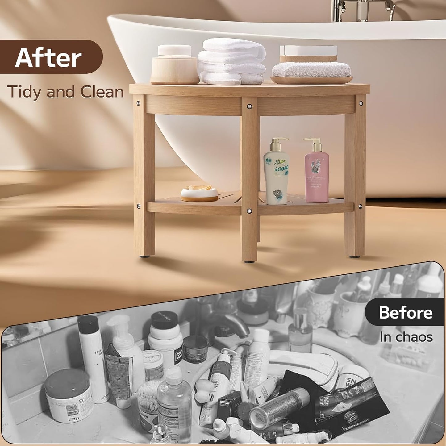 Shower Stool for Inside Shower, Corner Shower Stool, Shower Bench Seat with Storage Shelf for Shaving Legs Plastic Spa Bath Step Foot Rest for Bathroom Small Place