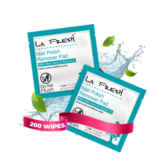 La Fresh Nail Polish Remover Wet Wipes with Lavender, Aloe Vera, and Vitamin E Pack of 200ct Acetone-Infused Pads - Nail Care Travel Essentials