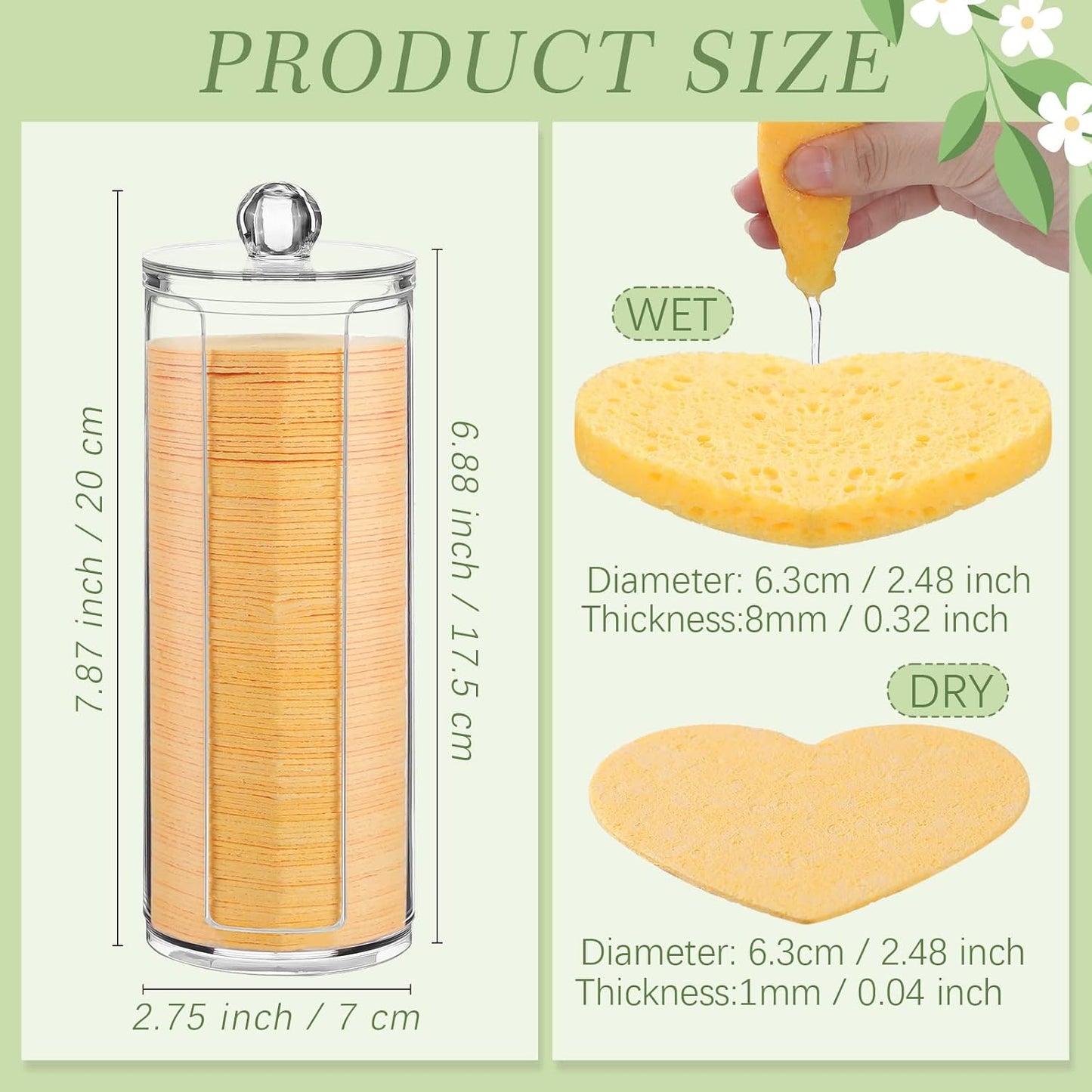 Sieral 120 Pcs Compressed Facial Sponges with Container Disposable Face Sponge Pads for Washing Face Cleansing Exfoliating Esthetician Makeup Removal(Heart,Yellow)