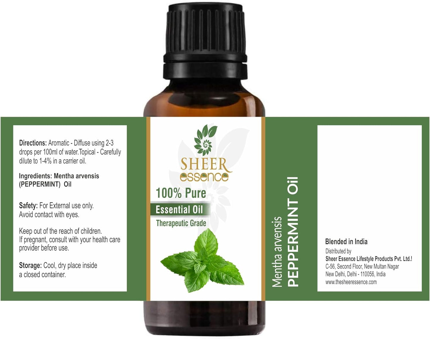 Peppermint Oil -(Mentha Arvensis)- Essential Oil 100% Pure Natural Undiluted Uncut Therapeutic Grade Oil 8.45 Fl.OZ