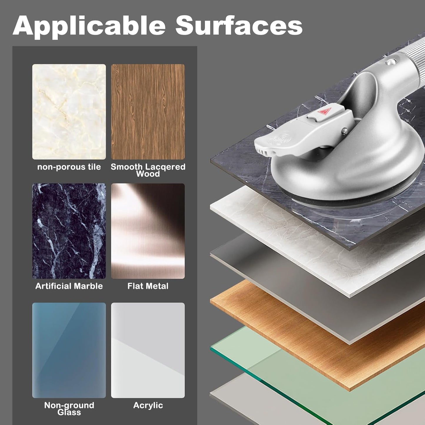 15-Inch Shower Handle - Upgraded Grab Bar with Strong Suction Cups for Bathtub & Shower Safety, Ideal for Seniors, Elderly, Disabled -Silver