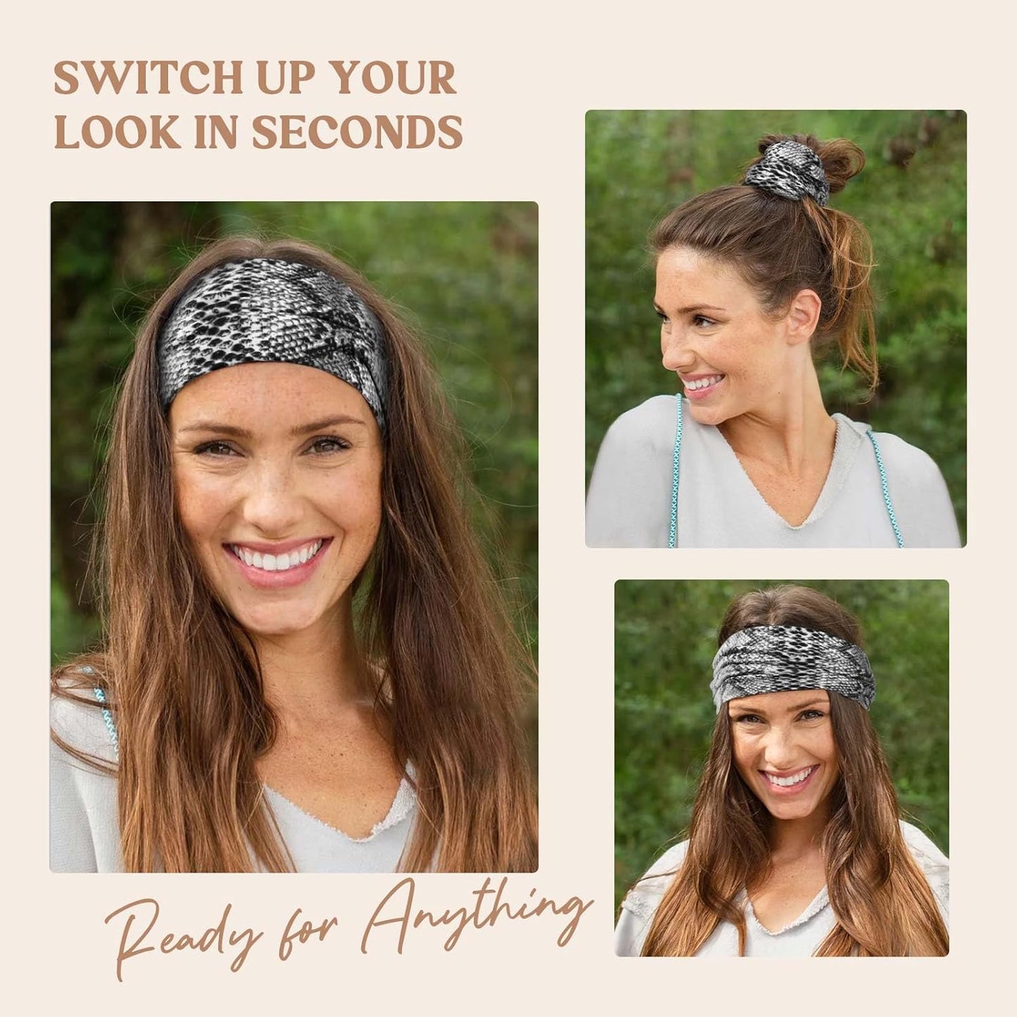 Wide Headbands for Women Knotted No Slip Head Bands Soft Turban Headband Hair Accessories Boho African Solid Color Head Wraps for Women Yoga Workout Pack of 6