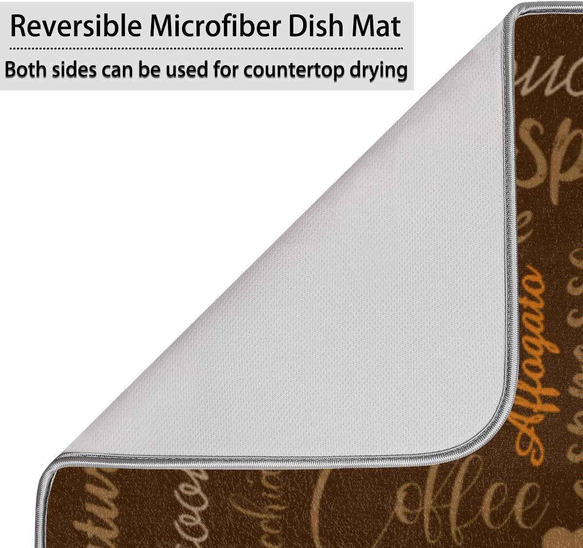 Hexteria Coffee Dish Drying Mat - Countertop Mat, Quick Drying, 18"x24", Brown