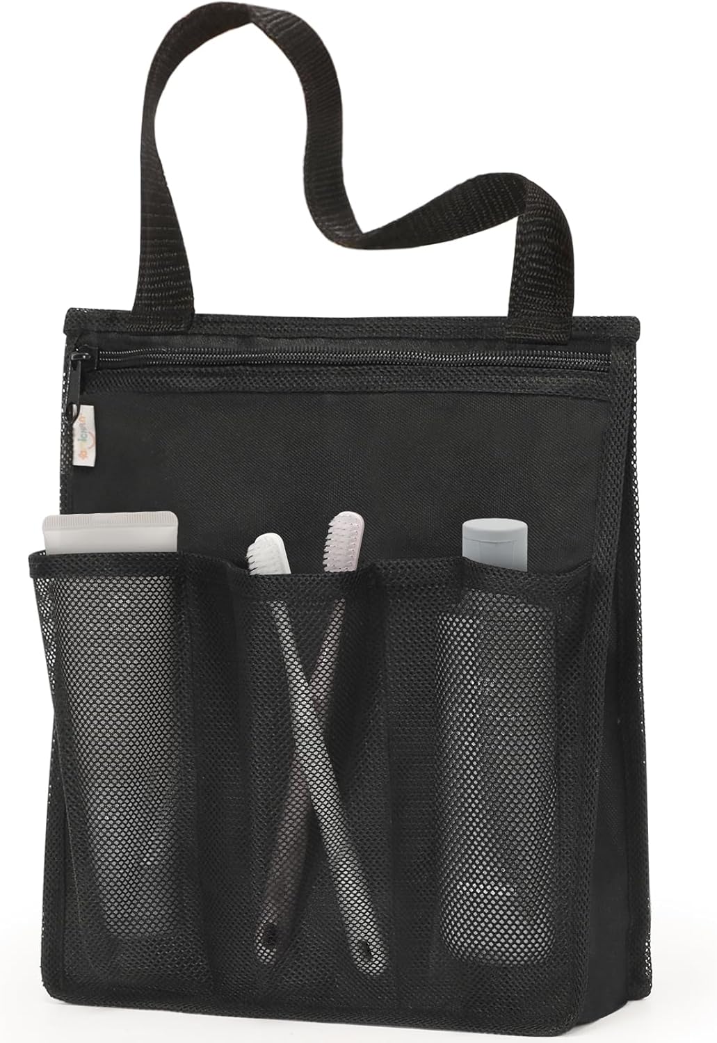 Portable Shower Caddy, Gym Travel Camp Dorm Room Essentials for College Student Boy Girl，Black Bathroom Mesh Shower Bag