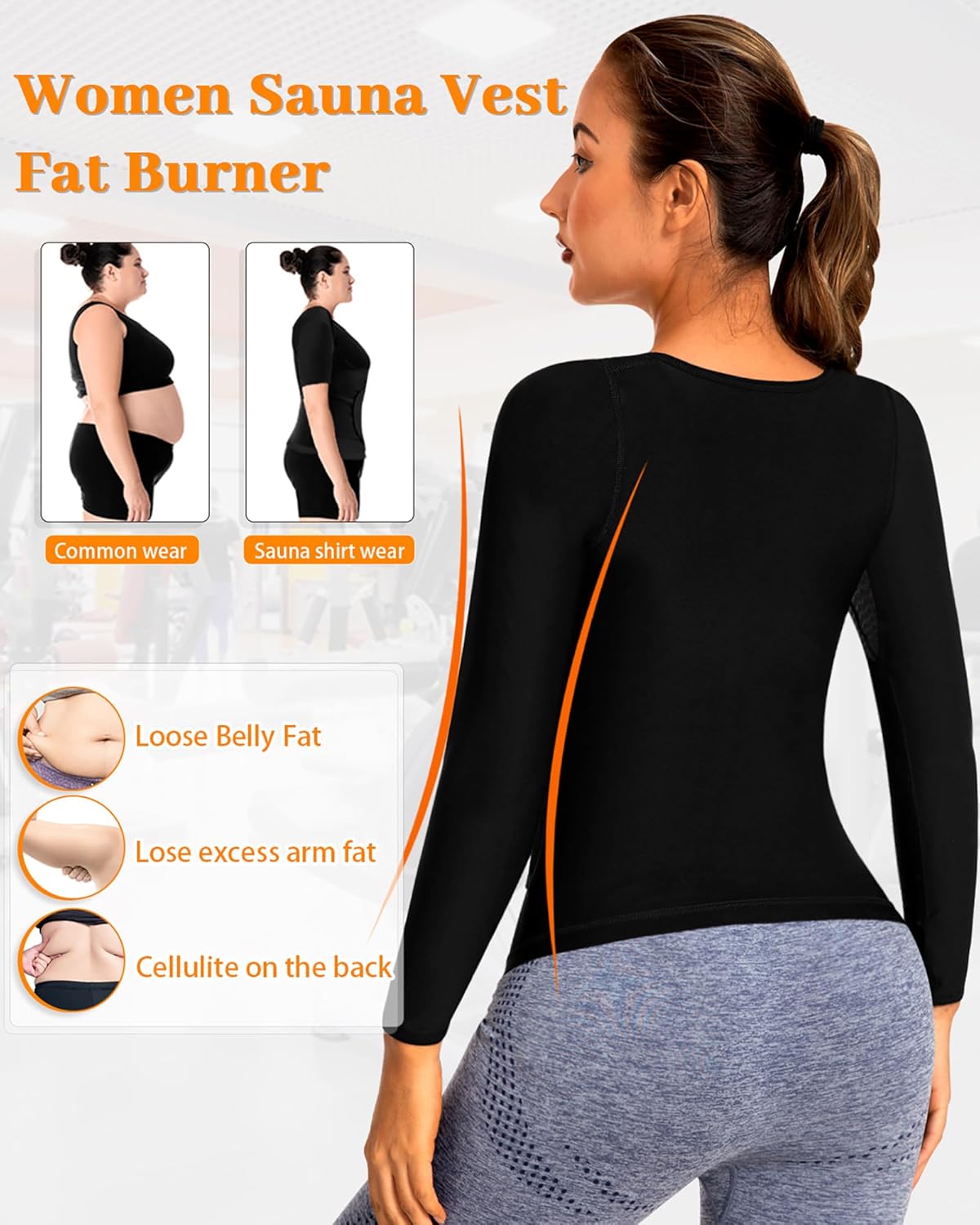 Sauna Suit for Women Slimming Shirt Sweat Vest Heat Trapping Tank Top Workout Shaperwear,Adjust Belt,Breathable Armpit