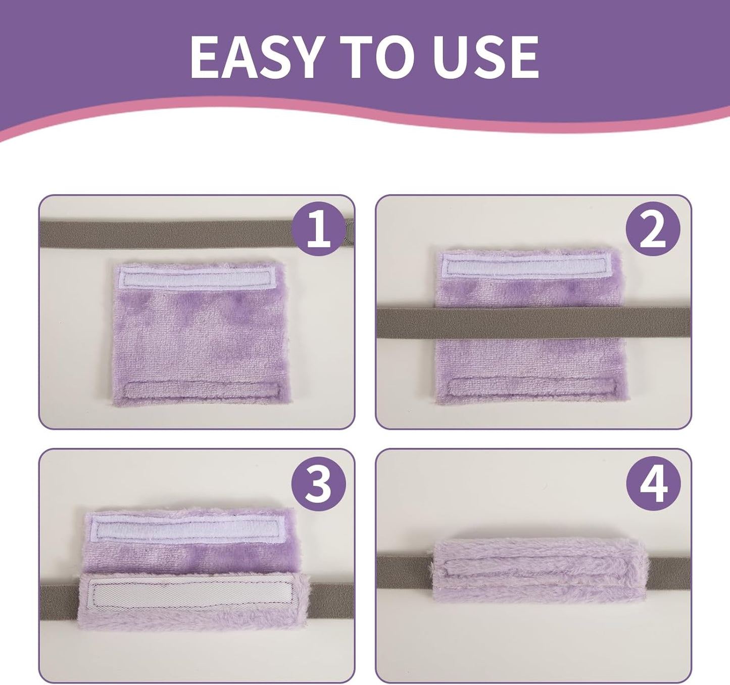 4 Pack Strap Covers Breathable Strap Cushions Work for Most Headgear Straps Can Reduce The Tracks On The Face Made of Soft Fabric Face Pads (Light Purple)