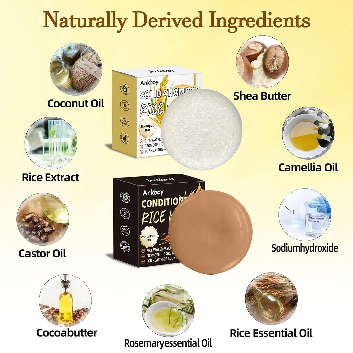 Rice Water Shampoo Bar - Dry Hair Shampoo Soap for Hair Care - Women and Mens Shampoo (Rice Water Conditioner Bar)