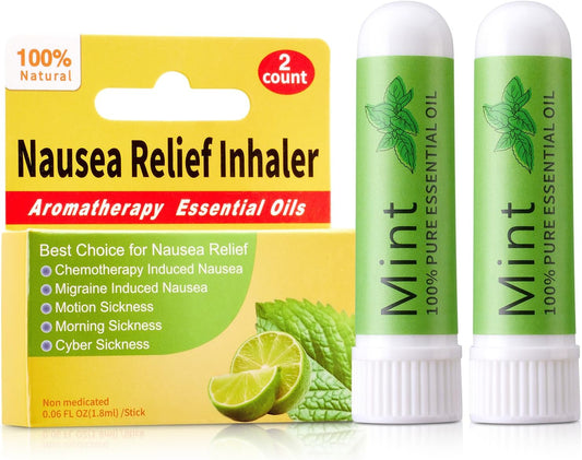 Hion Nausea Relief Inhaler-Mint 2pcs, 100% Natural Essential Oils Inhalers