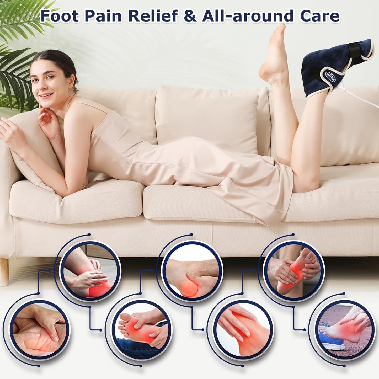 CAMECO 1 Pack Heating Pad for Foot & Ankle Neuropathy Pain Relief, 86℉-158℉ Electric Heated Foot Warmer Wrap for Arthritis, Heat Therapy for Achilles Tendinitis & Plantar Fasciitis, Auto Shut Off