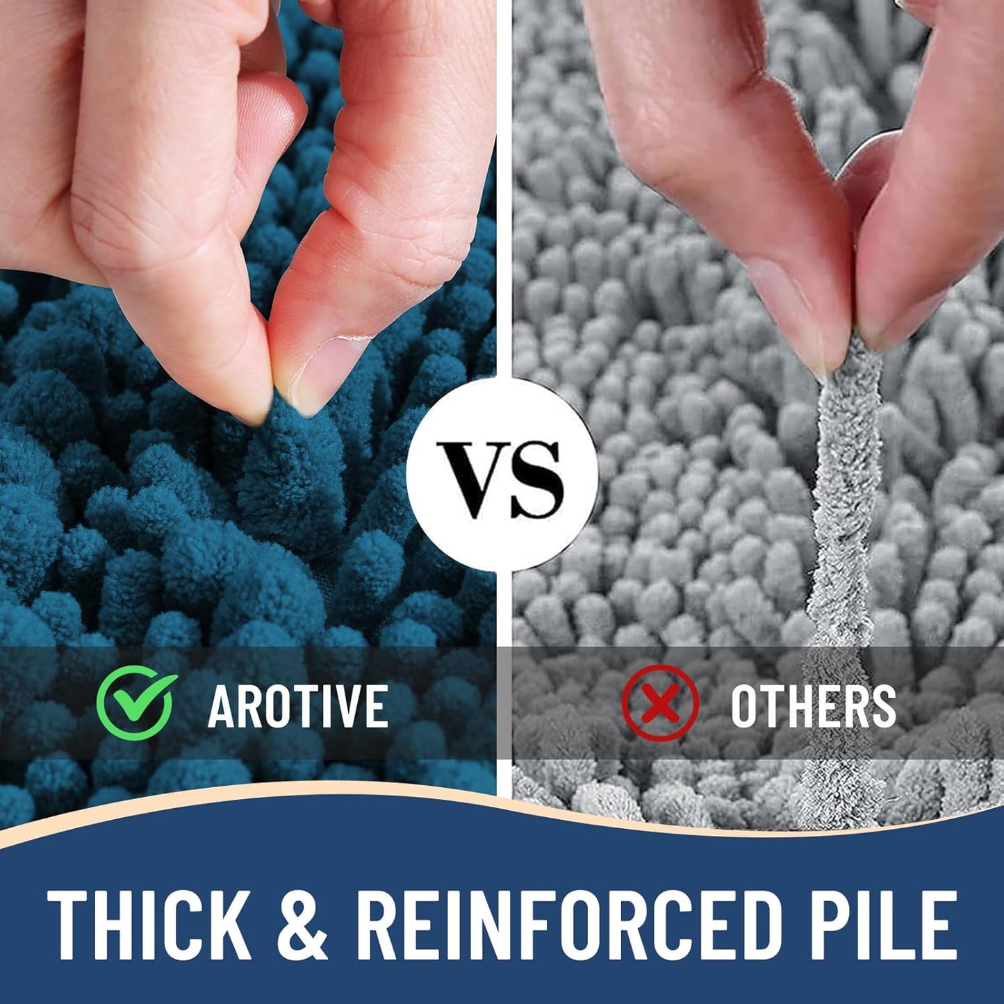 Arotive Luxury Chenille Bathroom Rug Mat, Extra Soft Thick Absorbent Shaggy Bath Rugs, Non-Slip Machine Wash Dry, Plush Bath Mats for Bathroom, Shower and Tub, 34x21, Peacock Blue