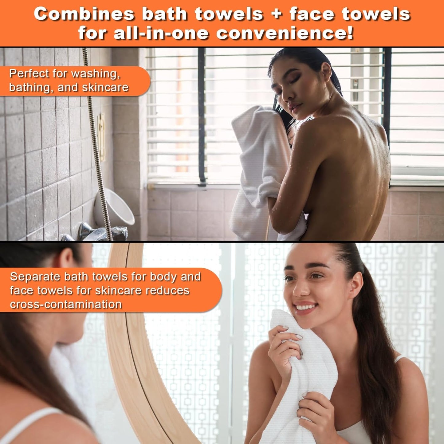 SAILYLENCEY] 6-Pcs (3-Packs) Disposable Bath Towel& Wash Towel Set - Thickening, Portable, Individual-Packing, Ultra Absorbent & Compact for Travel/Emergency/Camping/Sports