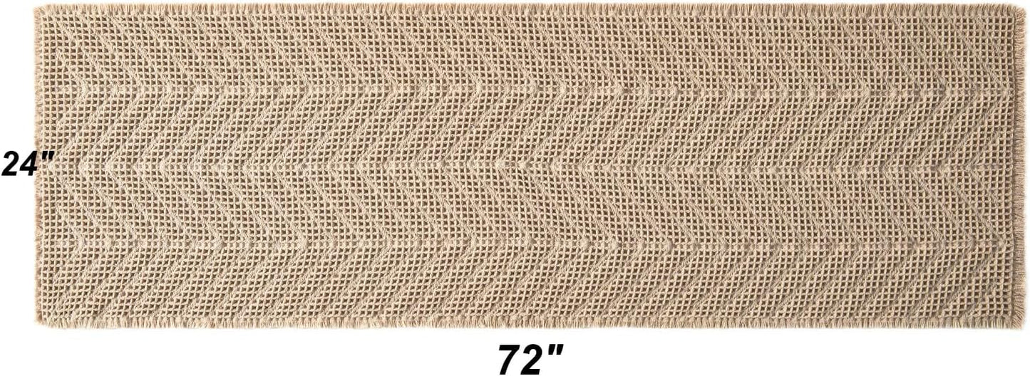 Bathroom Runner Rug Super Absorbent Non Slip Long Bath Mat Machine Washable Boho Bathroom Rugs Quick Dry Rug Runners for Hallway Bedroom Laundry Room,Brown, 2'x 6'(24" x 72")