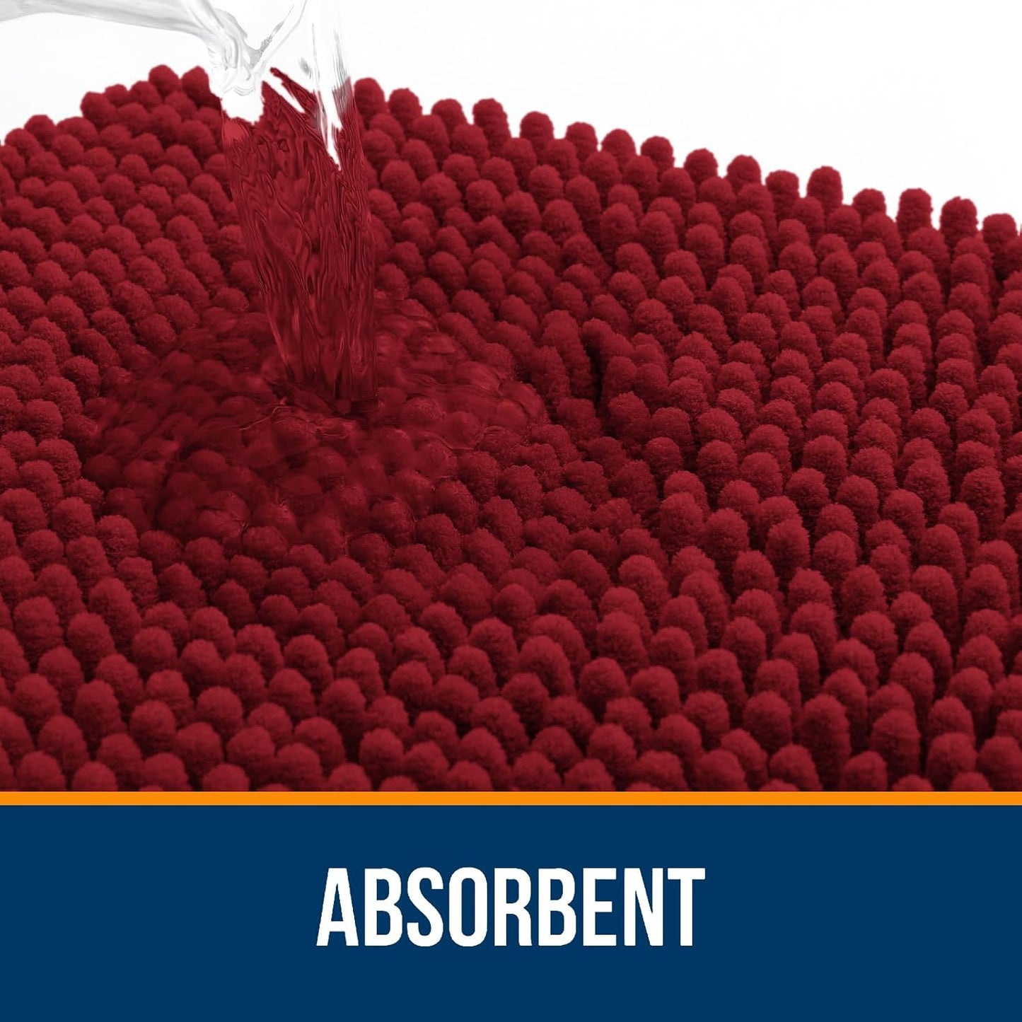 OLANLY Bathroom Rugs 44x24, Extra Soft Absorbent Chenille Bath Rugs, Rubber Backing Quick Dry, Machine Washable Bath Mats for Bathroom Floor, Tub and Shower, Home Decor Accessories, Red