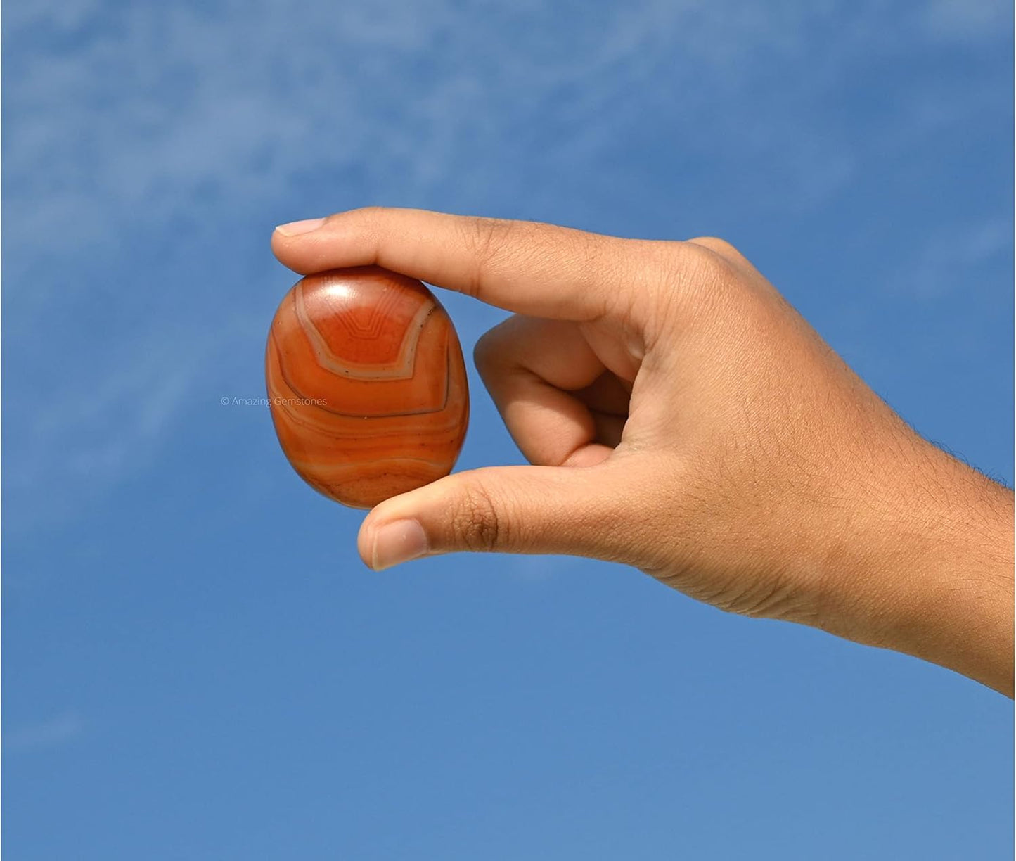 Amazing Gemstone Carnelian Crystals and Healing Stones - Large Palm Stone Crystals Piedra - Crystal for Good Luck, Balanced Positive Energy, Meditation - Unique Stocking Stuffers, Gifts for Women, Men