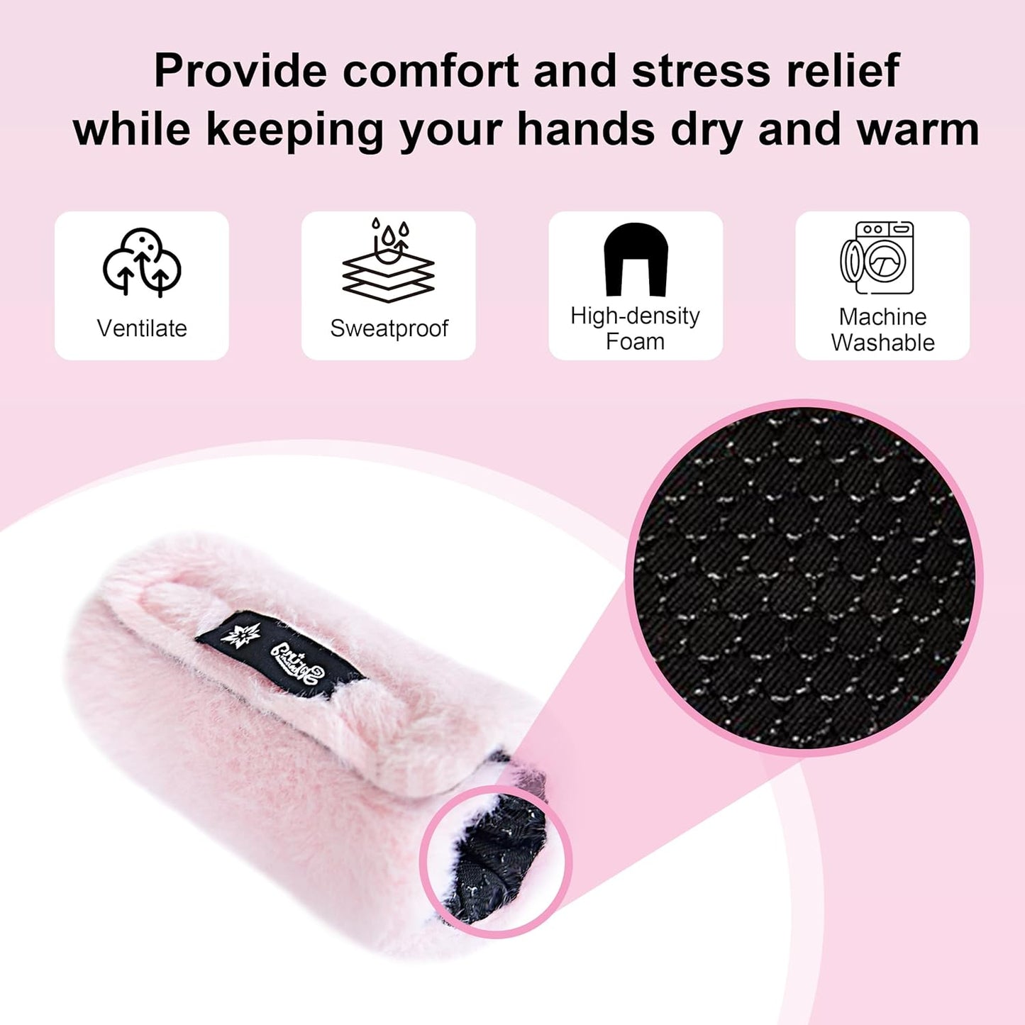 SPRING SEAON Walker Hand Pads Fluffy Walker Handle Cushions Non-Slip Universal Walker Grips Padded Hand Covers Soft Pads for Walkers for Seniors Walker Pads for Handles Folding Rolling Wheelchair, Rollator Handle, Elderly Grippers 2 Pack