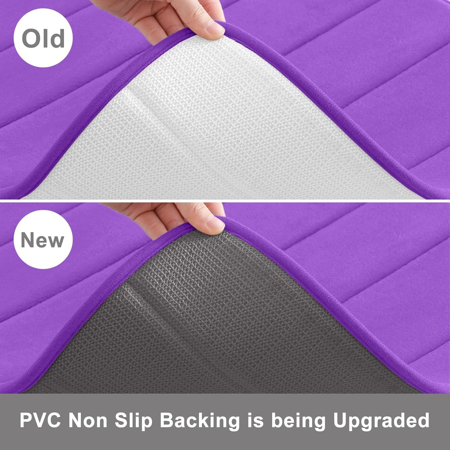 Buganda Memory Foam Bath Mat, 35.4" x 24", Ultra Soft and Non-Slip Bathroom Rugs, Water Absorbent and Machine Washable Bath Rug Runner for Bathroom, Shower, and Tub, Purple