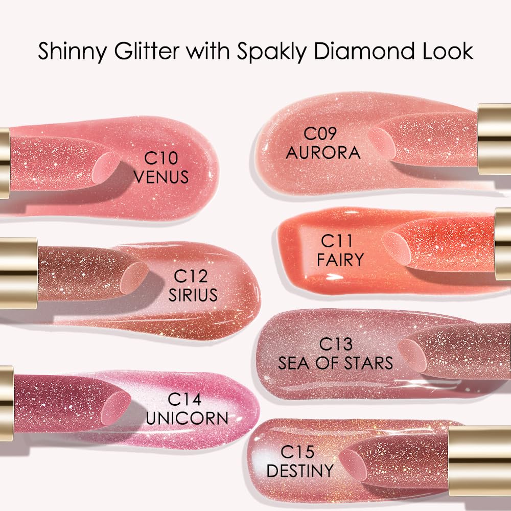 CATKIN Tinted Lip Balm Glitter Lip Stain Ultra Hydrating Lip Moistrurizer Lip Care with Vitamin E Nourishing For Cracked & Dry Lips 0.12 oz C12 Sirius - Golden Brown