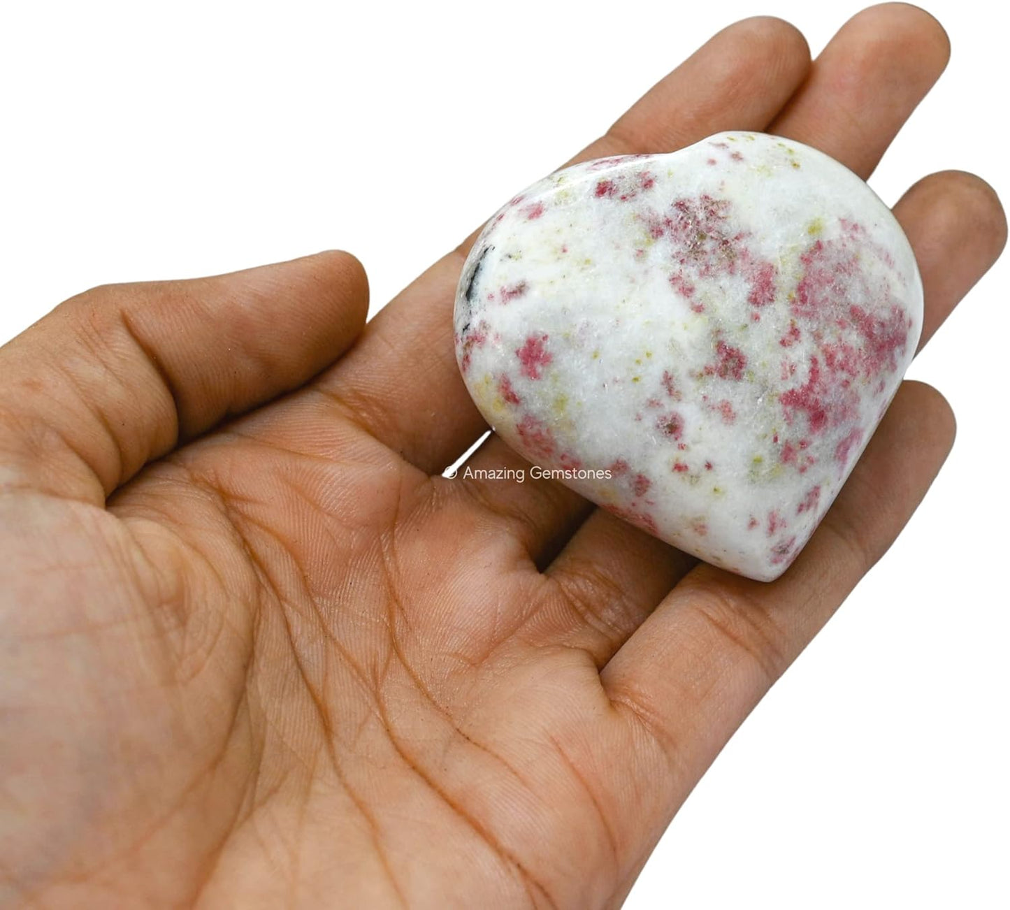 Amazing Gemstone Cinnabarite Crystal Heart Palm Stone - Pocket Massage Worry Stone for Natural Body Chakra Balancing, Reiki Healing and Crystal Grid