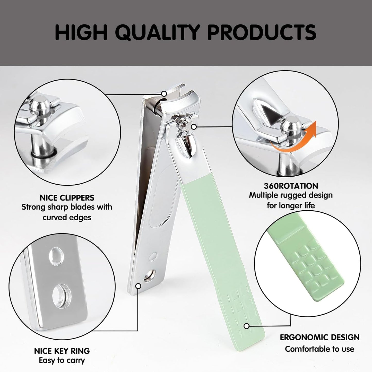 Nail Kit, Manicure Kit, Nail Care Kit For Women, Manicure Pedicure Set, Nail Clippers Toenail Clippers Kit, Professional Manicure Kit Pedicure Kit, Green Travel Case, Set of 12.