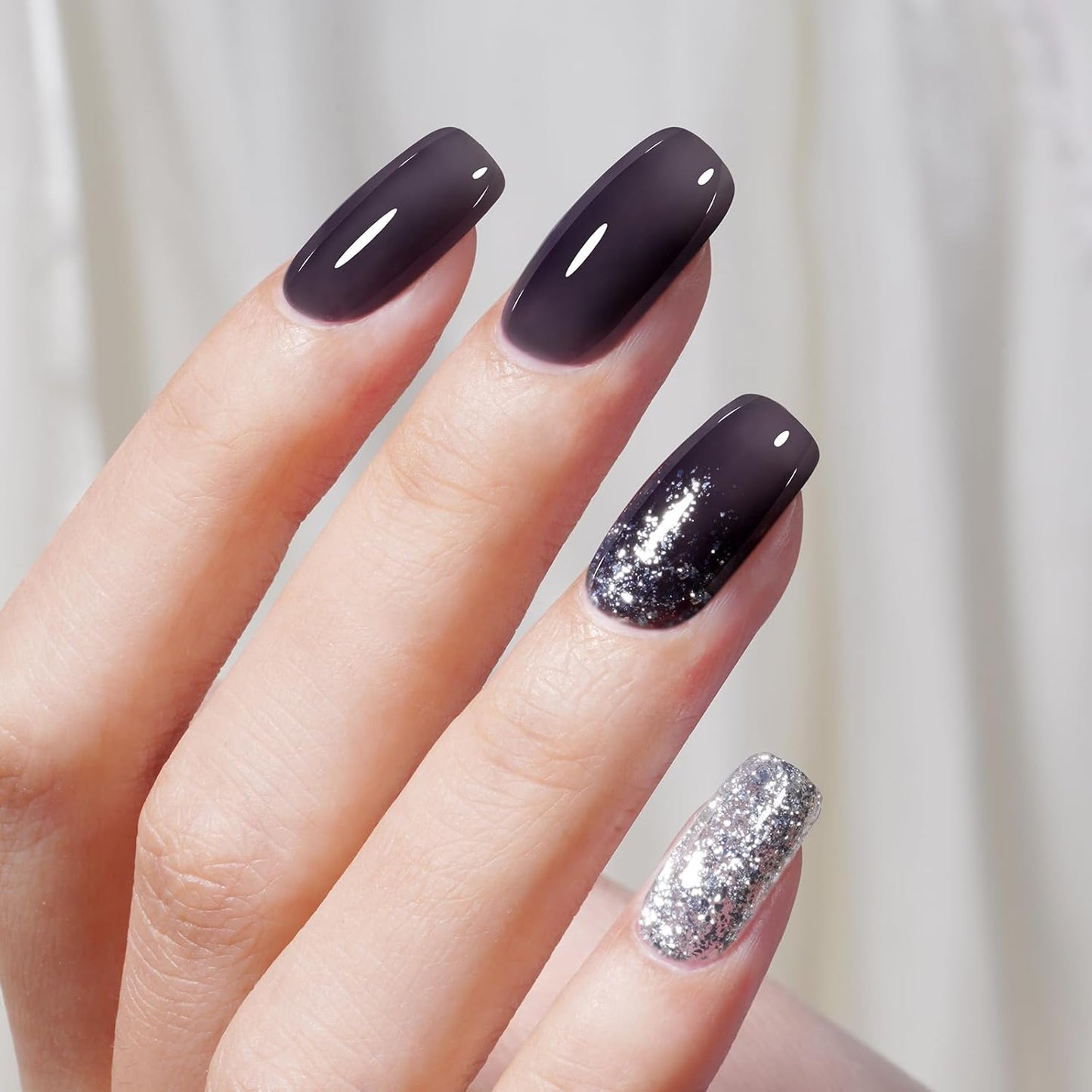 AILLSA Jelly Gel Nail Polish - Sheer Black Gel Polish Translucent Nails Gels Soak Off U V Gel Polishs Neutral Gel Polish for Nail Art Manicure DIY at Home 0.51 Fl Oz /GB48