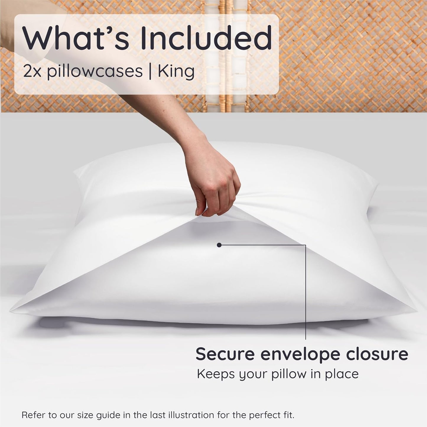 Bambaw 100% Viscose Derived from Bamboo King Pillowcases – Set of 2 Cooling Pillow Cases with Envelope Closure, White King Pillow Cases Set of 2, Breathable Acne Pillow Case(White)