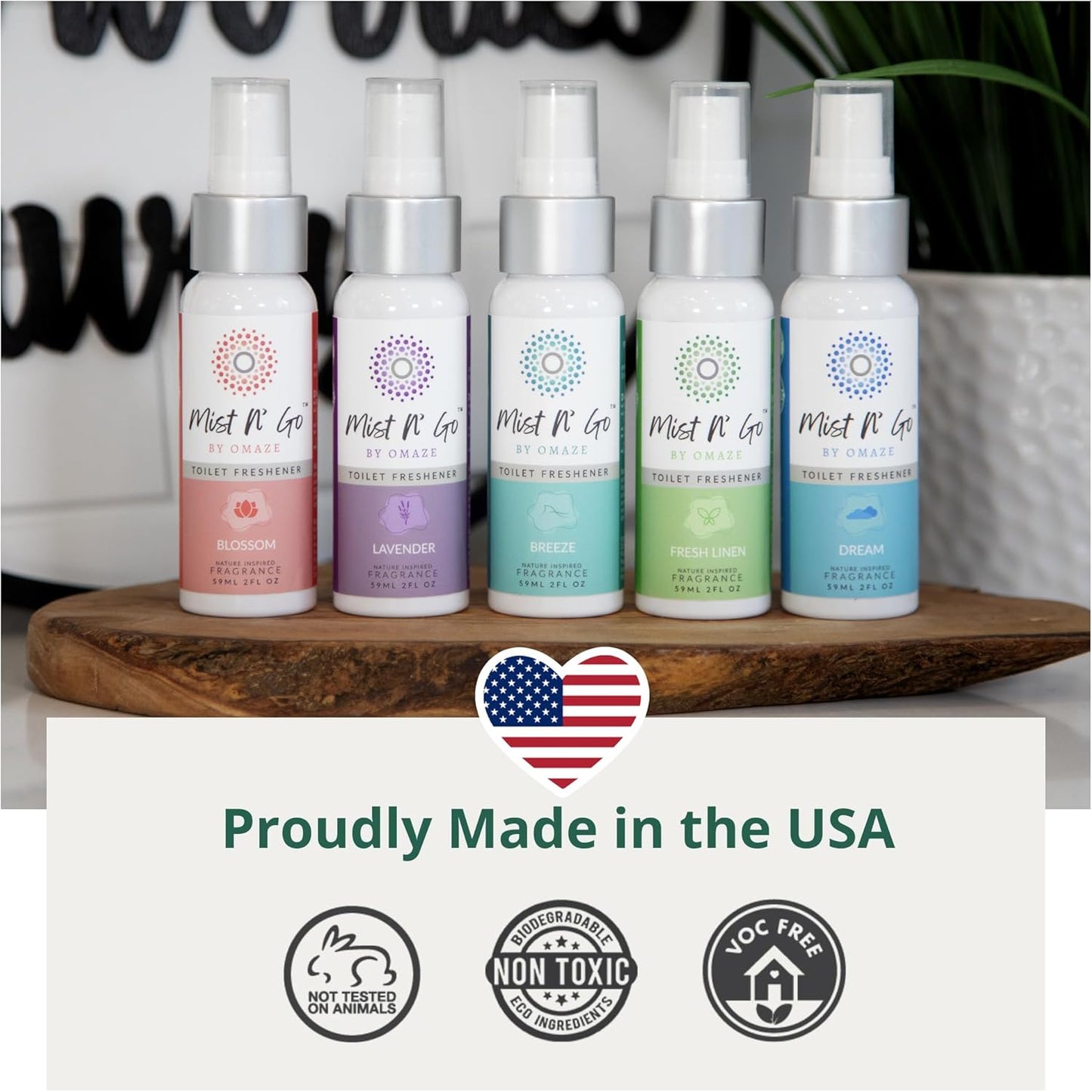 Mist N’ Go by Omaze Travel Bathroom Spray for Toilet Spray Odor Eliminator - Travel Toilet Spray for Bathroom Air Freshener Spray for Bathroom Deodorizer - Breeze Regular Size (2oz x3)