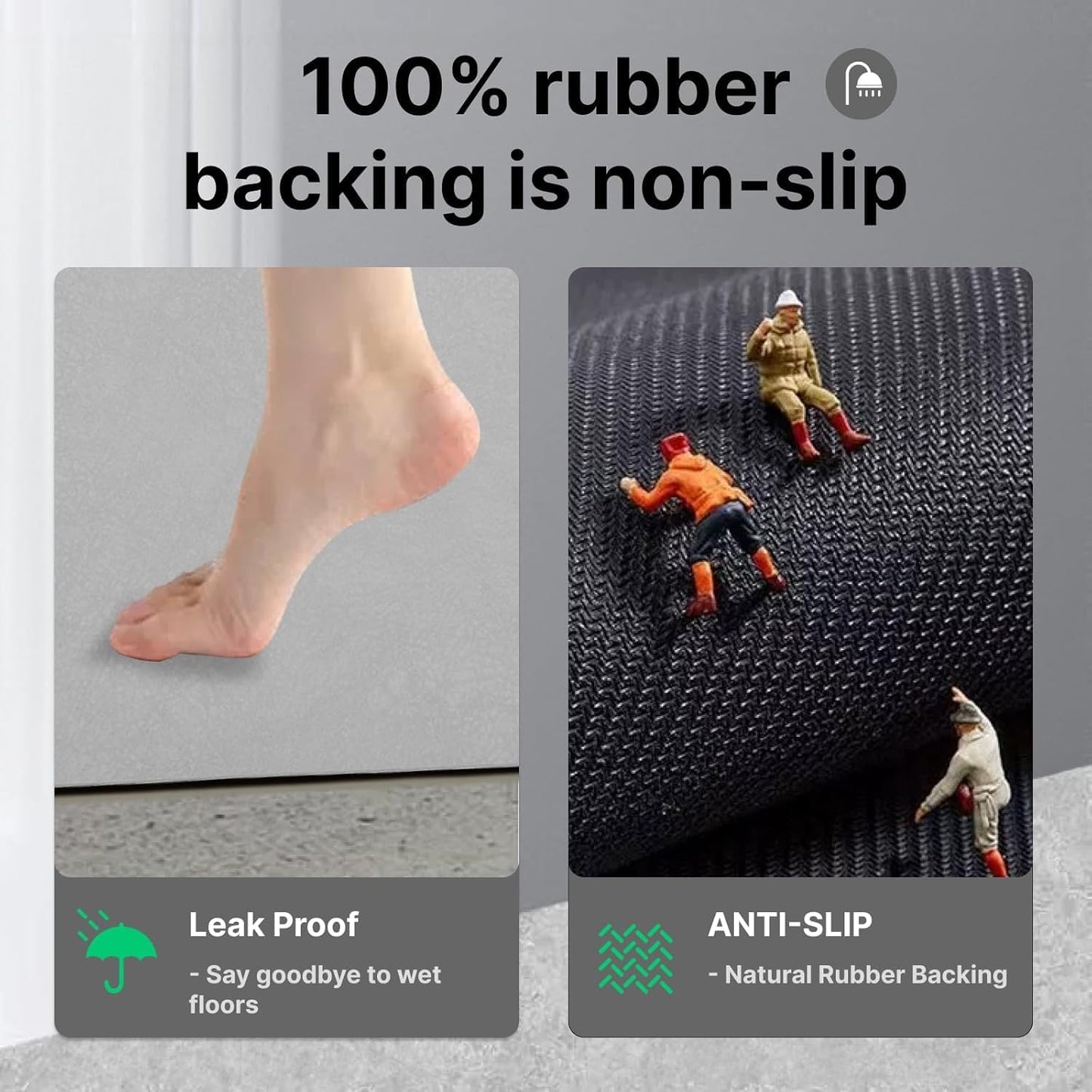 Diatomaceous Earth Bath mat Bathroom Rugs Super Absorbent Quick Dry Non Slip Bath Mat Thin Bathroom Floor Mats Fit Under Door-Shower Rug for in Front of Bathtub Shower, Grey, 15.7"*23.6"