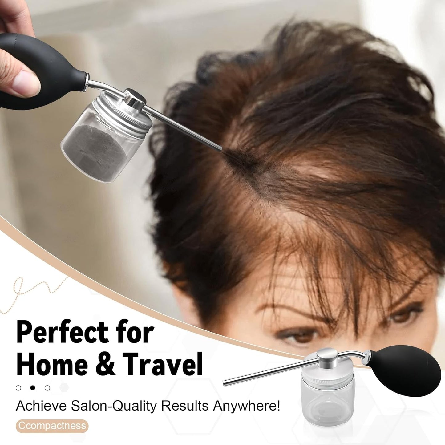 Refillable Powder Spray Bottle for Hair Building Fibers, Dry Shampoo & Cosmetic Powders - Leak-Proof Hair Fiber Applicator with Precision Nozzle, Portable Powder Dispenser for Men and Women ﻿ ﻿