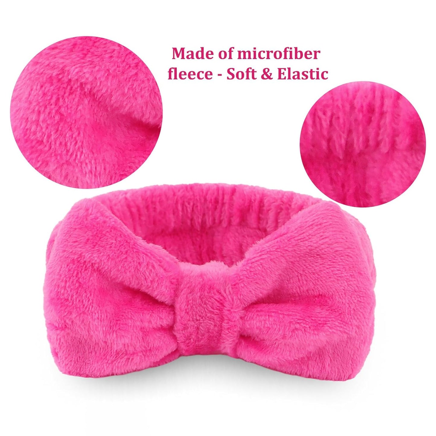 CIEHER 8 Pcs Spa Headbands for Women, Teen Girls - Bachelorette Party Favors, Birthday Gifts, Hot Pink Makeup and Face Wash Headbands