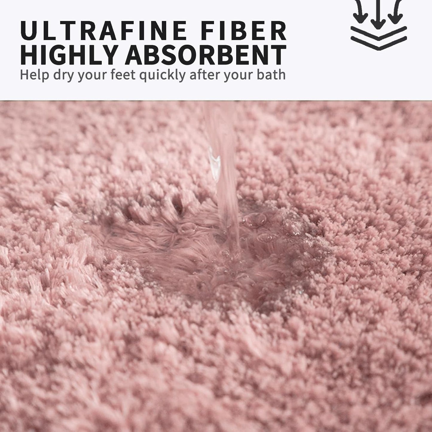 FIFU Bathroom Rugs 17" W x 24" L, Bath Mat for Bathroom, Bedroom, Laundry Room & Kitchen, Non-Slip Rubber Latex Backing, Extra Soft and Absorbent Microfiber Carpet, Machine Washable Rug, Pink