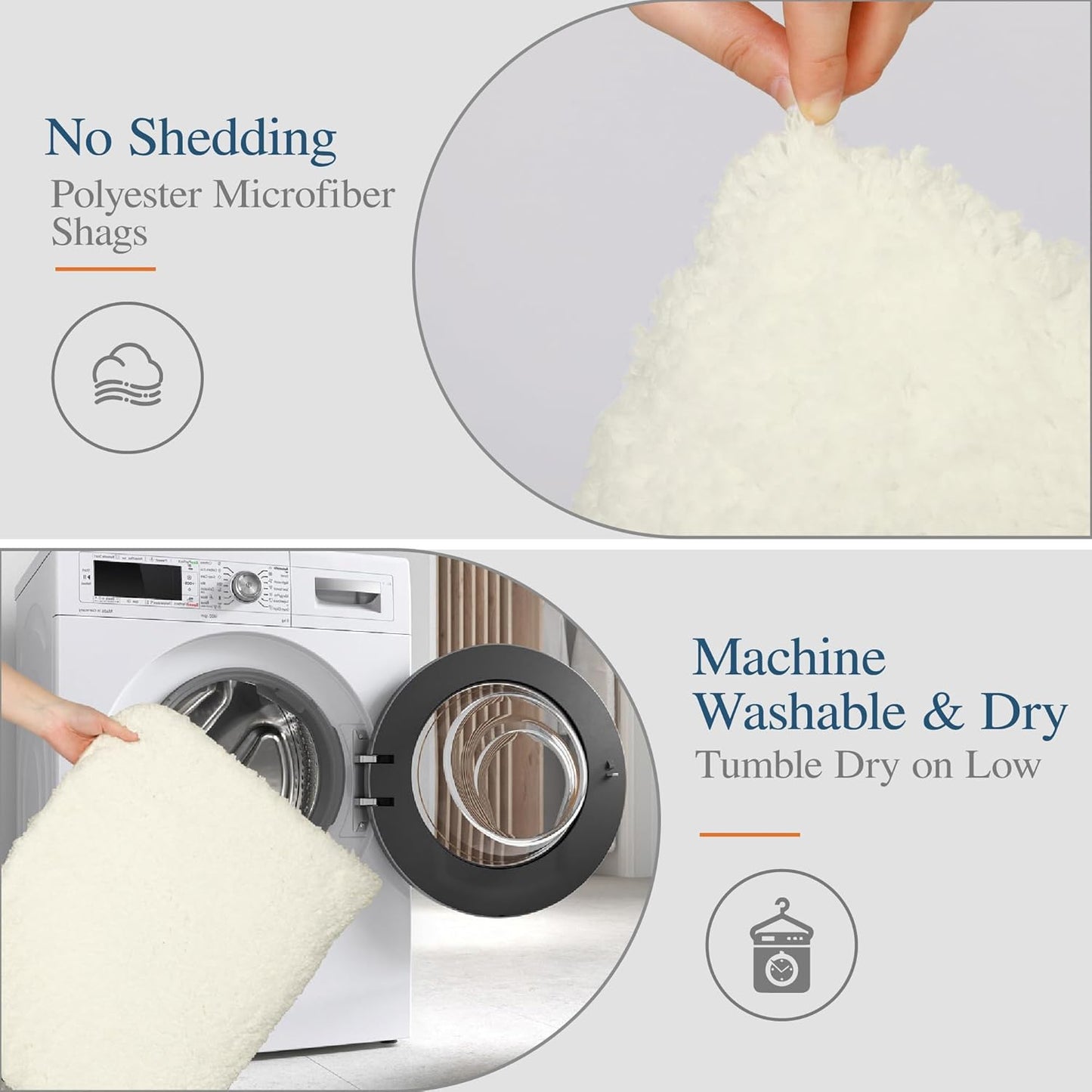 Walensee Large Bathroom Rug (24 x 60, Ivory) Extra Soft and Absorbent Shaggy Bath Mat Machine Washable Polyester Microfiber Non Slip Luxury Floor Mat