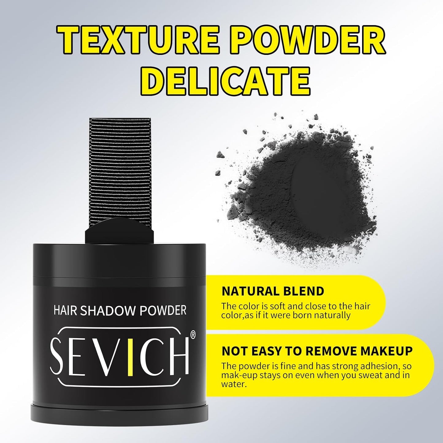 Sevich Hairline Powder 10g with Brush, Instantly Conceals Hair Loss & Thinning & Gray, 48H Waterproof Root Touch Up Powder, Natural Hair Shadow Toppers for Women & Men, 1 Box = 2.5 Boxes,Black